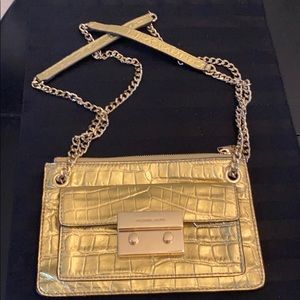 Michael Kors Gold Leather Clutch
